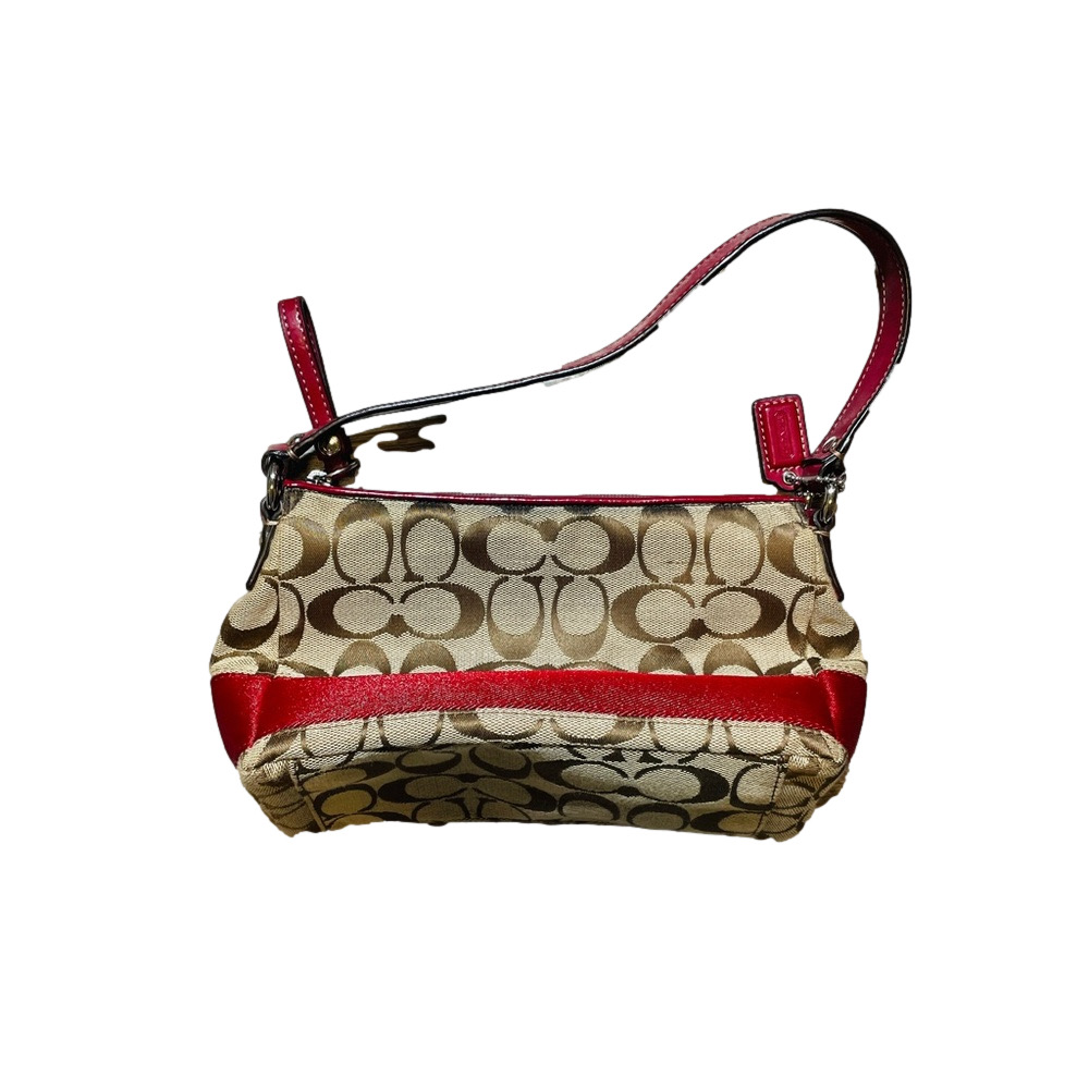 Coach Small mini bag Purse Womens Brown Red Faux Leather Ribbon Y2K street style